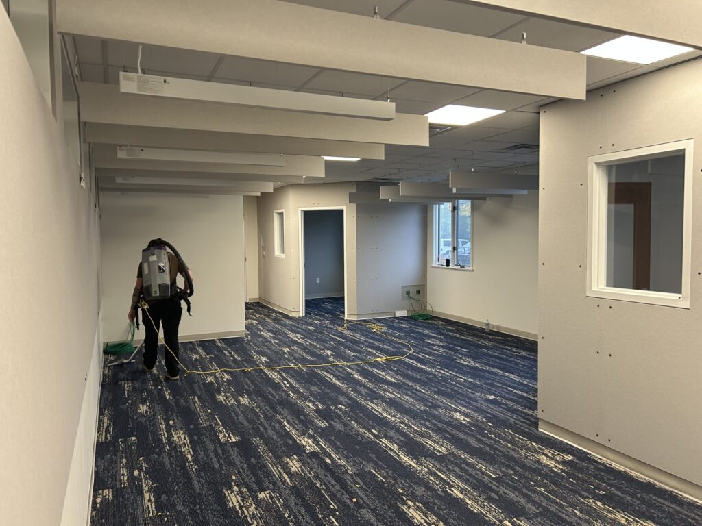Finished call center interior for a confidential financial institution